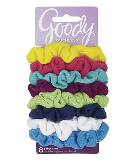 Goody Ouchless Ribbed Hair Scrunchies - Pack of 8