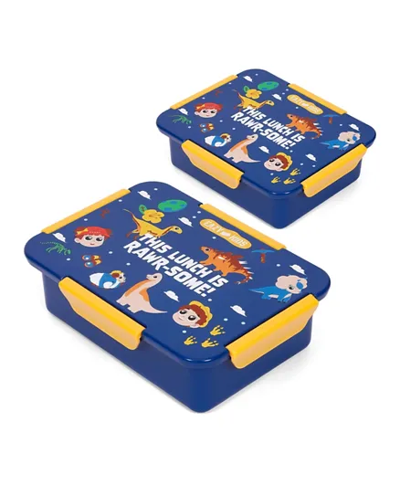 Eazy Kids Lunch Box Set T-Rex Blue - 2 Pieces