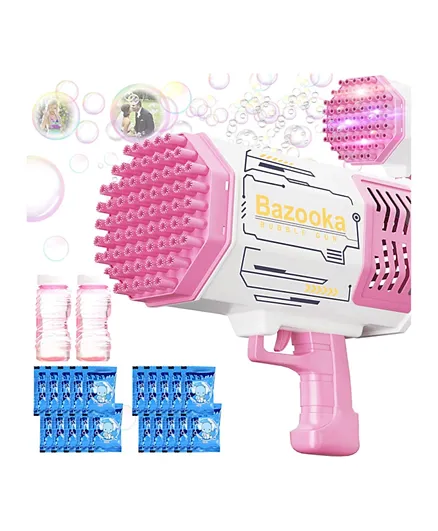 SADAF 88 Holes Space Bubble Gun Toy for Kids - Pink & White