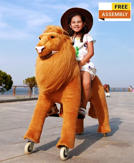 TobysToy Gidygo Ride-on Cycle Kids Operated Animal Riding African Lion Simba - Brown