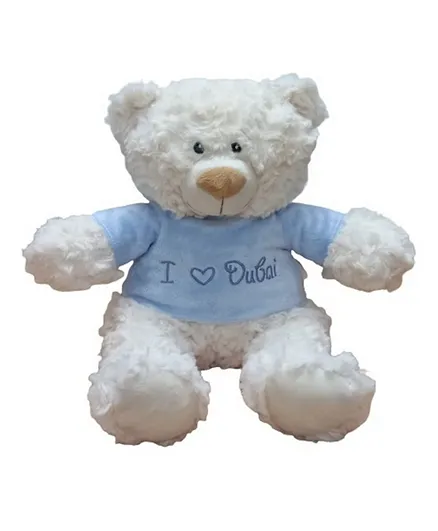 Fay Lawson Cream Bear with Trendy Blue Velour Hoodie - 38cm