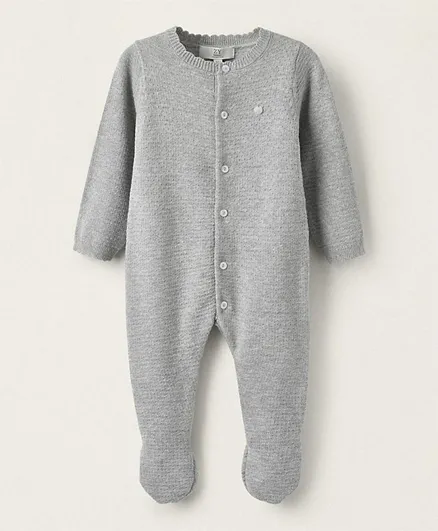 Zippy Solid Knitted Sleepsuit - Grey