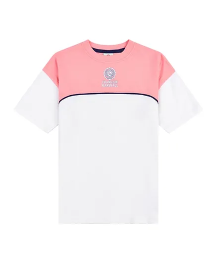 Franklin & Marshall Oversized Graphic T-Shirt - White & Pink