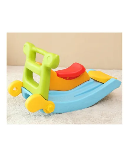 Home Canvas 2 In 1 Children Multifunction Rocking Ride On Chair with Slide Combination