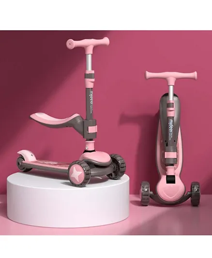 Mideer Foldable 2 in 1 Scooter LED - Pink