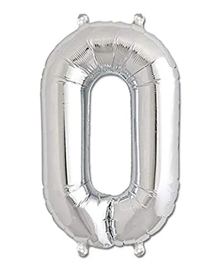 Hema Number 0 Foil Balloon - Holographic Silver