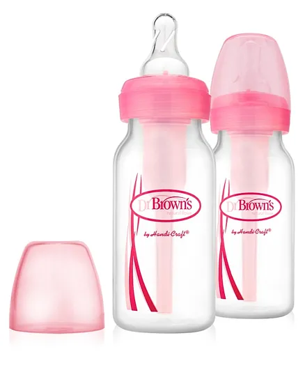 Dr. Brown's PP Narrow Neck Options Plus Baby Bottle Pack of 2 Pink - 120mL Each
