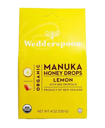 Wedderspoon Org Manuka Honey Drops Lemon 120G - 02037