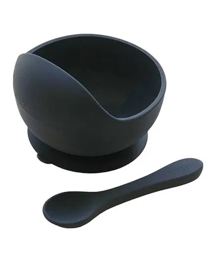 Peanut Silicone Suction Bowl & Spoon Set - Charcoal