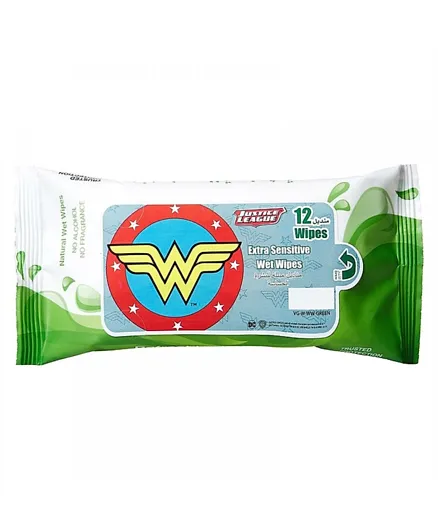 Warner Bros Wonder Woman Extra Sensitive Wet Wipes  - 12 Wipes