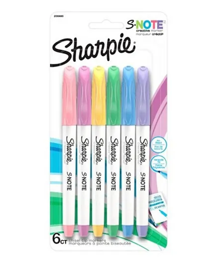 Sharpie S-Note Creative Chisel Tip Markers - Pack Of 6