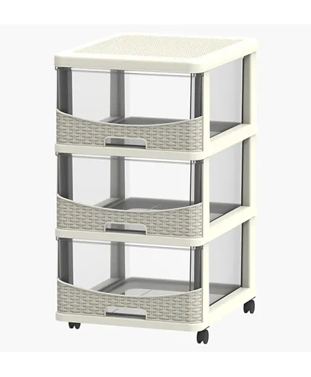 HomeBox Kevin 3-Drawer Rattan Storage Cabinet