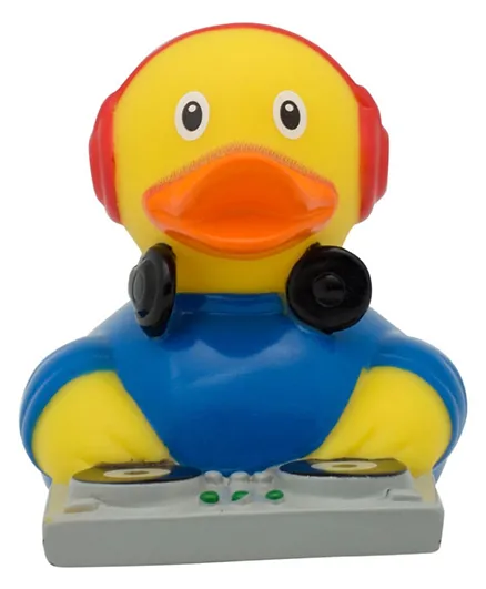 Lilalu DJ Rubber Duck Bath Toy - Yellow and Blue