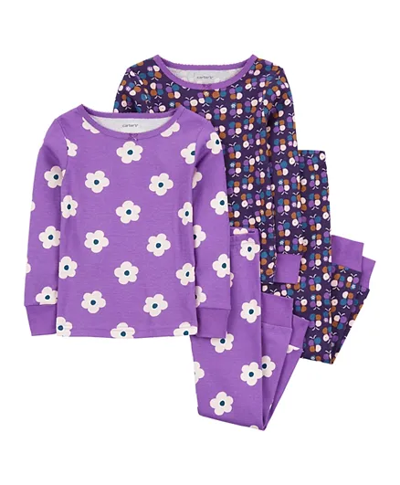 Carter's 4-Piece Flowers 100% Snug Fit Cotton Pajamas - Purple