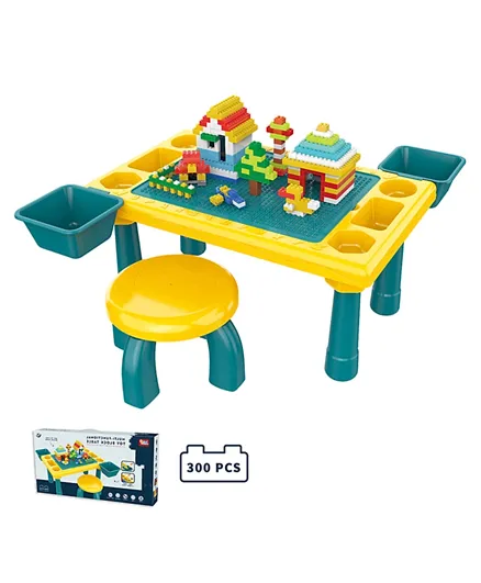 Little Story Blocks 4 in 1 Activity Table With Stool & Blocks Construction Set - 302 Pieces
