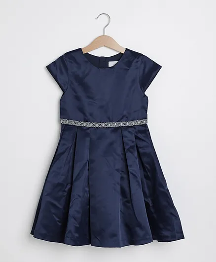 فستان بأكمام قصيرة للأطفال من آر أند بي كيدز - أزرق