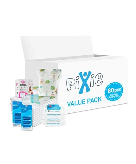 Pixie Disposable Changing Mats and Other Essentials - Value Pack