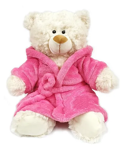Carvaan Teddy with Bathrobe Pink & Cream -  38 cm