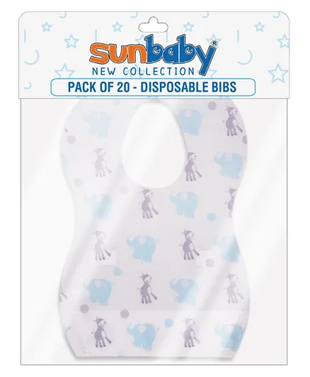 Sunbaby Disposable Bibs Pack of 20 - Multicolour