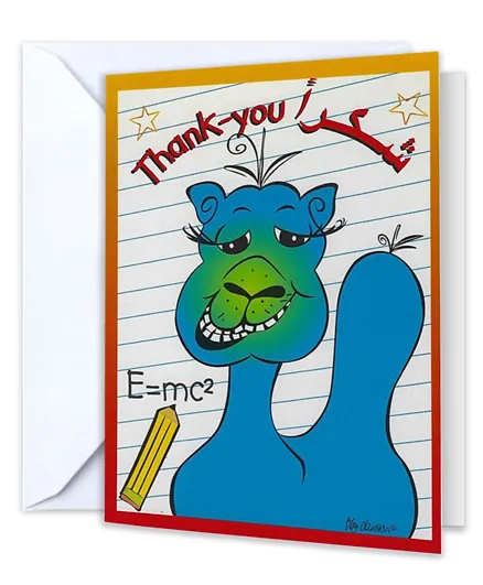 FLGT Thank You Card in English Arab Camel with White Envelope - Blue