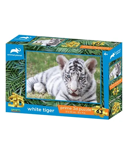 Prime 3D Animal Planet Licensed White Tiger 3D Puzzle - 63 Pieces