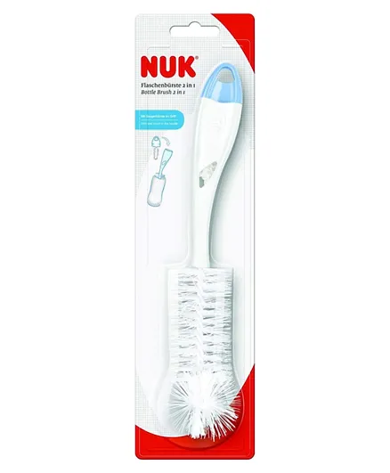NUK Bottle Brush 2 In 1 With Teat Brush - Yellow & White