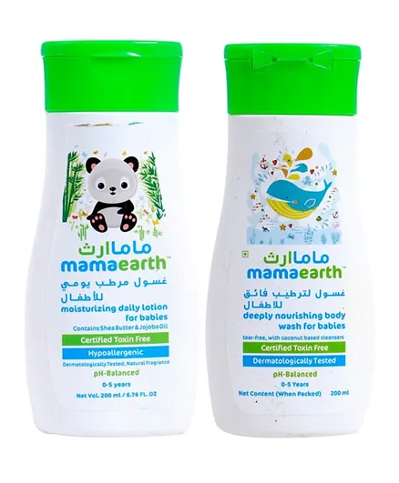Mamaearth Combo Daily Moisturising Baby Lotion + Baby Wash - Pack of 2