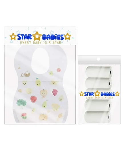Star Babies Disposable Bibs Pack of 10 + Scented Bag Pack of 5 - White