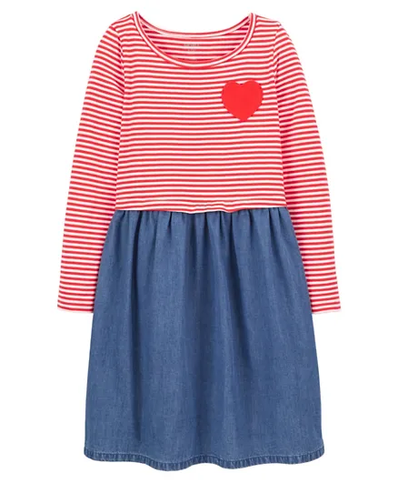 Carter's Striped Chambray Dress - Red