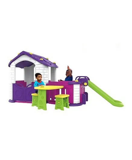Myts  Indoor Activity Playhouse With Playpen + slide + Table & Chair - Purple