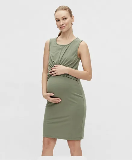 فستان ماماليشيوس للرضاعة والحمل بتفاصيل عقدة - أخضر