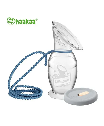 Haakaa Silicone Breast Pump with Cap 150ml - Bluestone