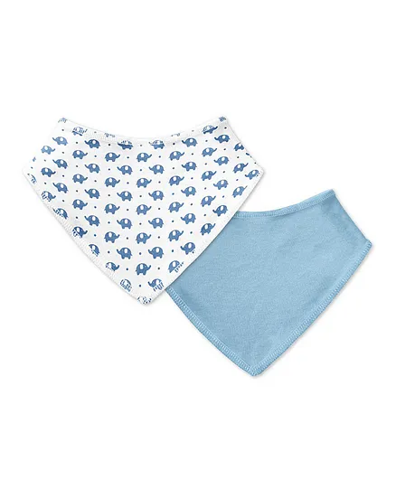 Moon Organic Bandana Elephant Printed Bibs  - Pack of 2