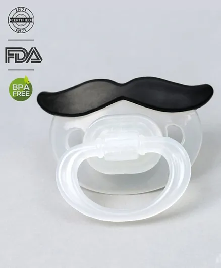 Babyhug Moustache Shaped Orthodontic Soother With Cover - Black