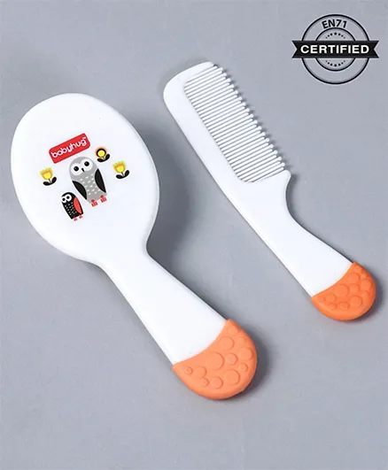 Babyhug Ergo Grip Hair Brush and Comb Grooming Set - Orange
