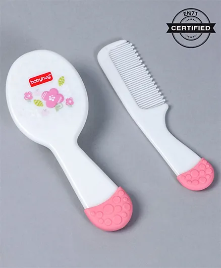 Babyhug Ergo Grip Hair Brush and Comb Grooming Set - Pink