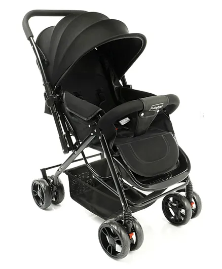 Babyhug Symphony Stroller With Reverisble Handle and Mosquito Net - Black