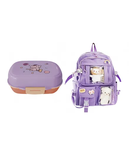 Star Babies Backpack With Lunch Box Combo Pack Lavender - 10 Inches