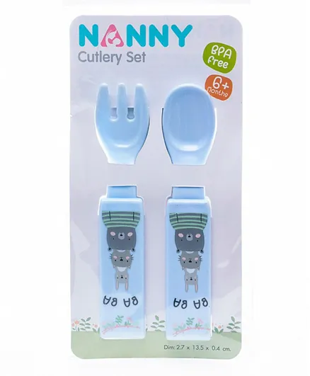 Uniq Kidz Nanny Cutlery Set Blue - 2 Pieces