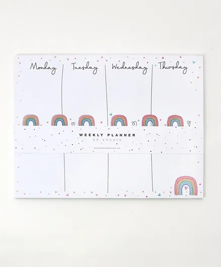 Belly Button Rainbow Weekly Planner - White