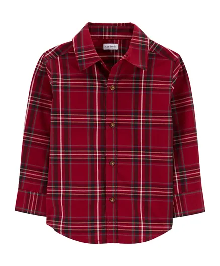 Carter's Plaid Twill Button Front Shirt -Red