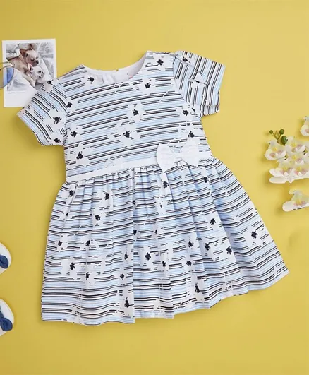 Smart Baby Striped & Floral Printed Dress - Multicolor