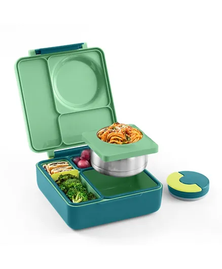OmieBox 2nd Gen Kids Bento Box With Insulated Thermos - Meadow Green