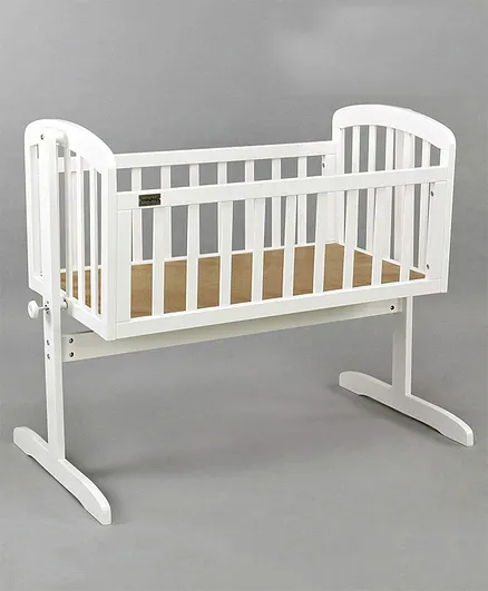 Babyhug Joy Cradle With Swinging Motion and Mosquito Net - White