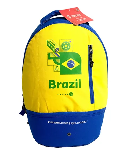 FIFA 2022 Brazil Country Sports Backpack Yellow And Blue - 17 Inches
