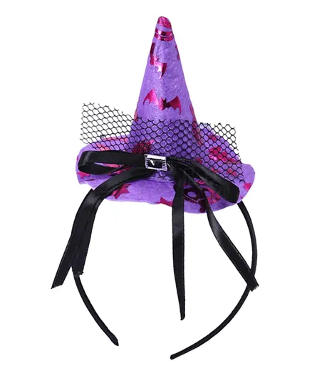 Highland Halloween Witch Hat Hairband - Black & Purple