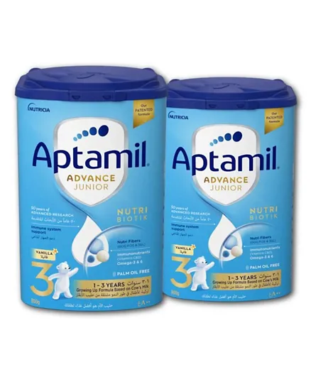 Aptamil Advance Junior 3 Palm Oil Free Milk Formula Pack of 2 - 800g Each