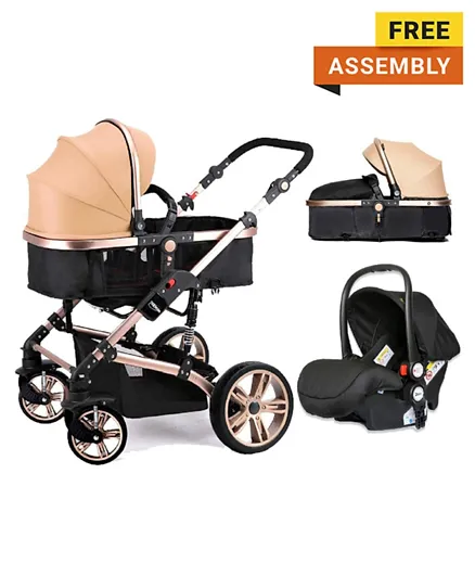 Teknum 3 in 1 Pram stroller Infant Car Seat - Khaki