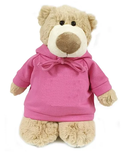 Fay Lawson Mascot Bear with Hoodie Pink and Brown -  28 cm