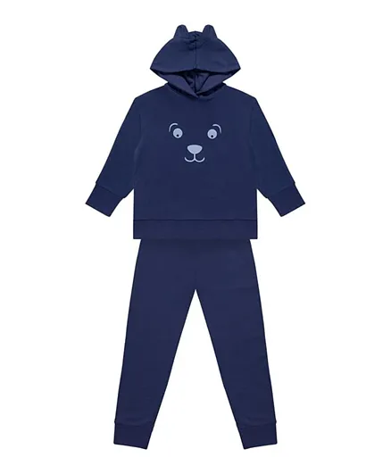 GreenTreat Organic Cotton Dog Graphic Oversized Hoodie & Slouch Joggers - Navy Blue